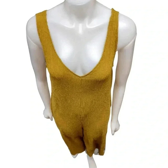 MNG Mango Textured Long Jumpsuit Mustard  Size Medium - Picture 7 of 12